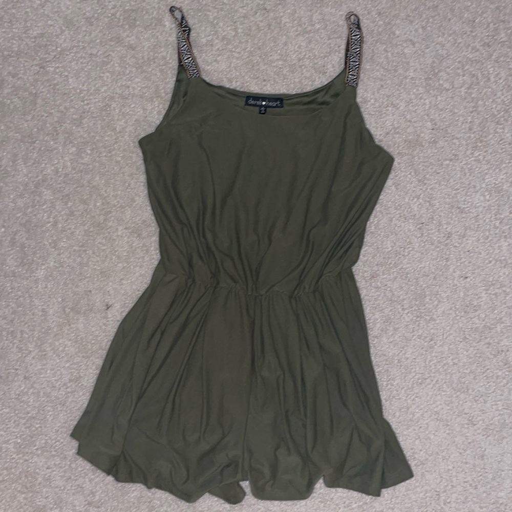 Olive green tank top romper
